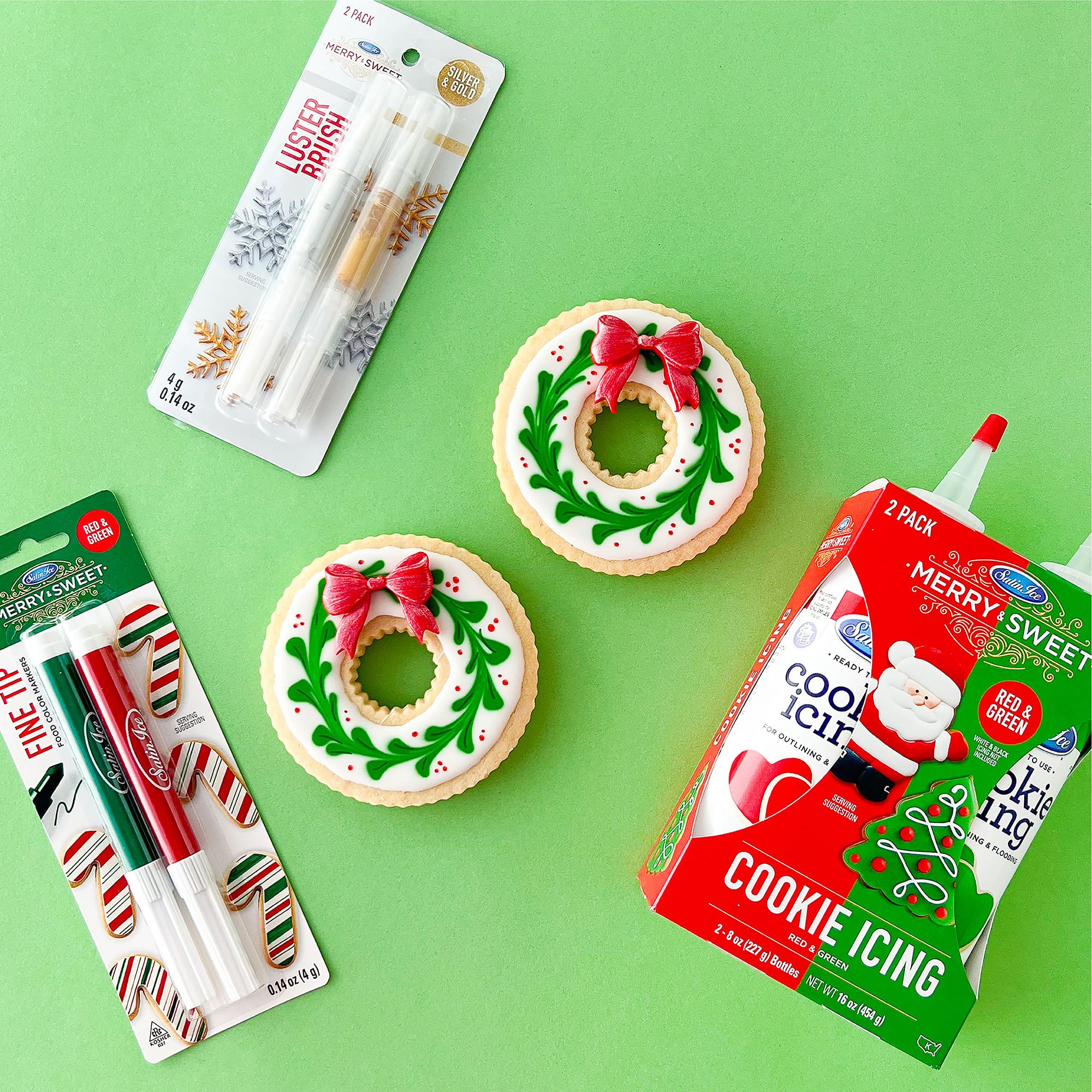 Satin Ice® Merry & Sweet Red & Green Cookie Icing Set